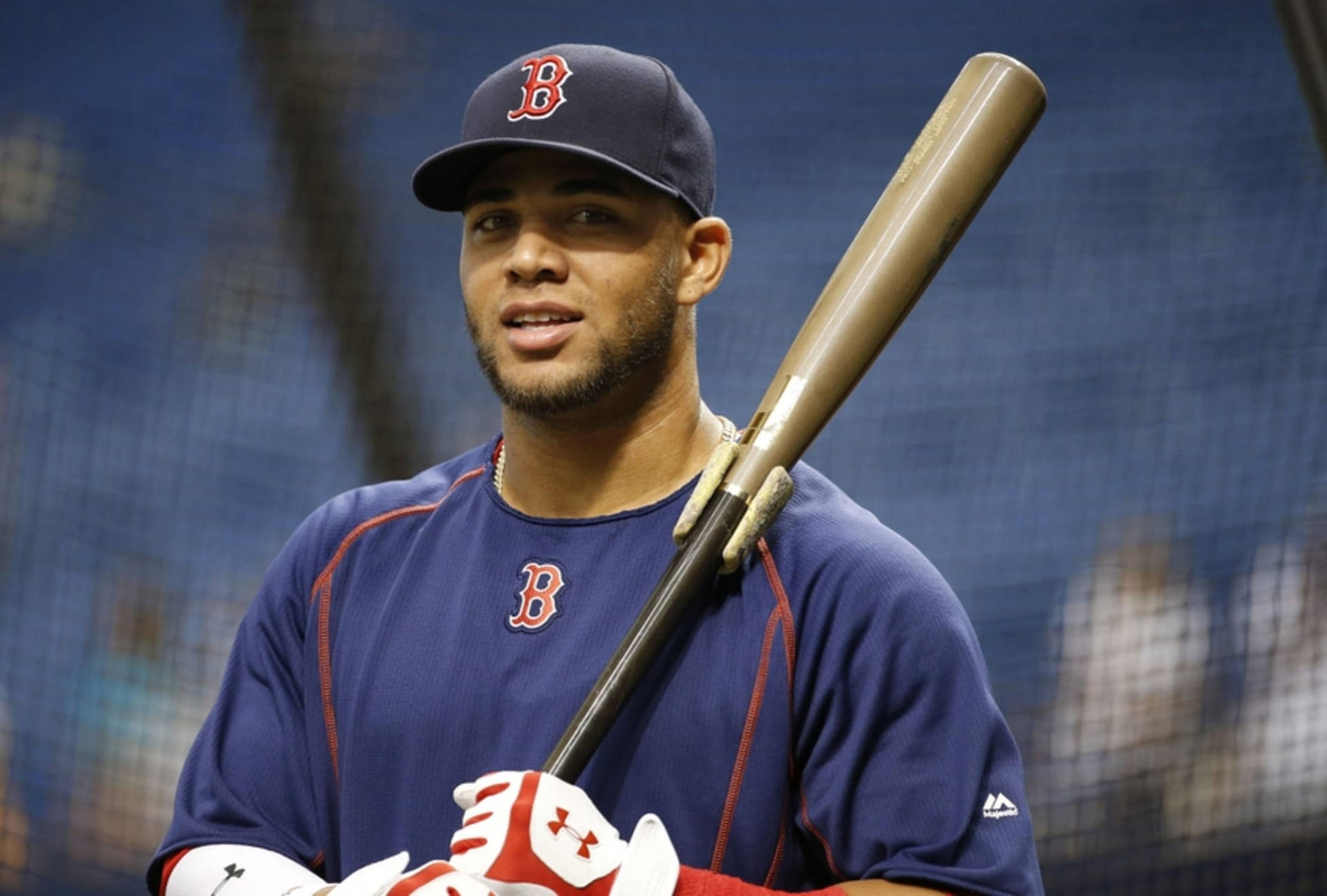 Yoan Moncada Carrying A Baseball Bat Background