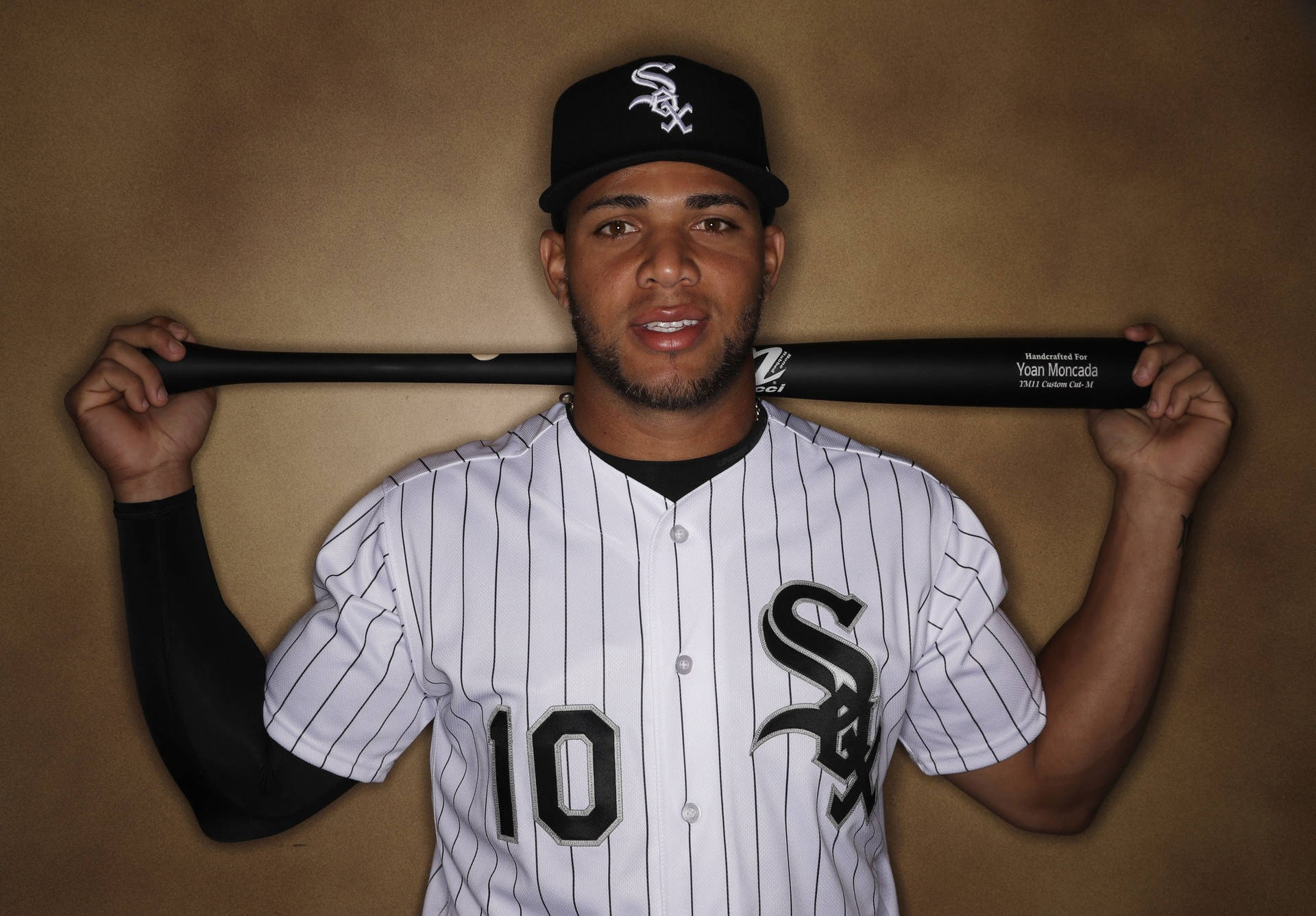 Yoan Moncada Posing With Baseball Bat Background