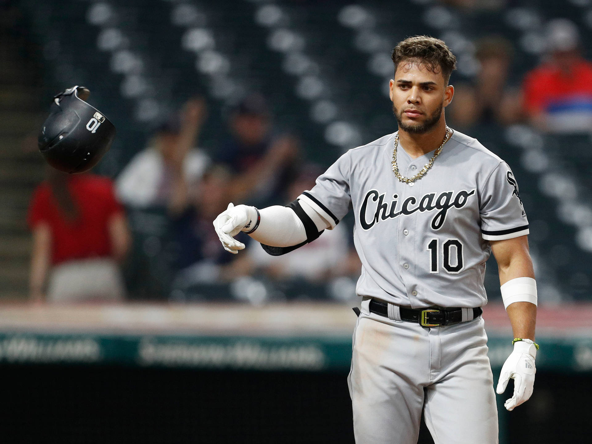 Yoan Moncada Tossing Helmet Background