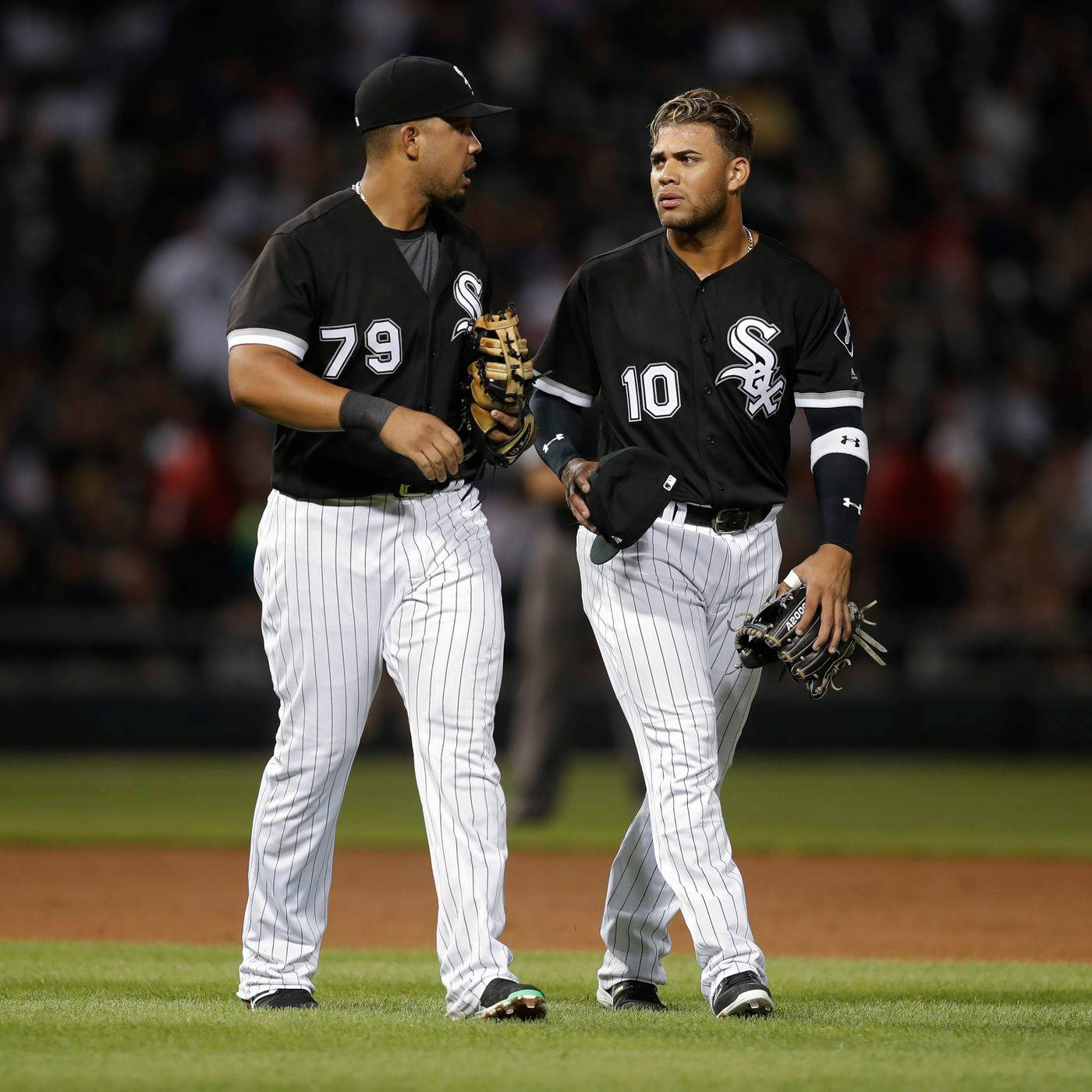 Yoan Moncada Walking With Teammate Background