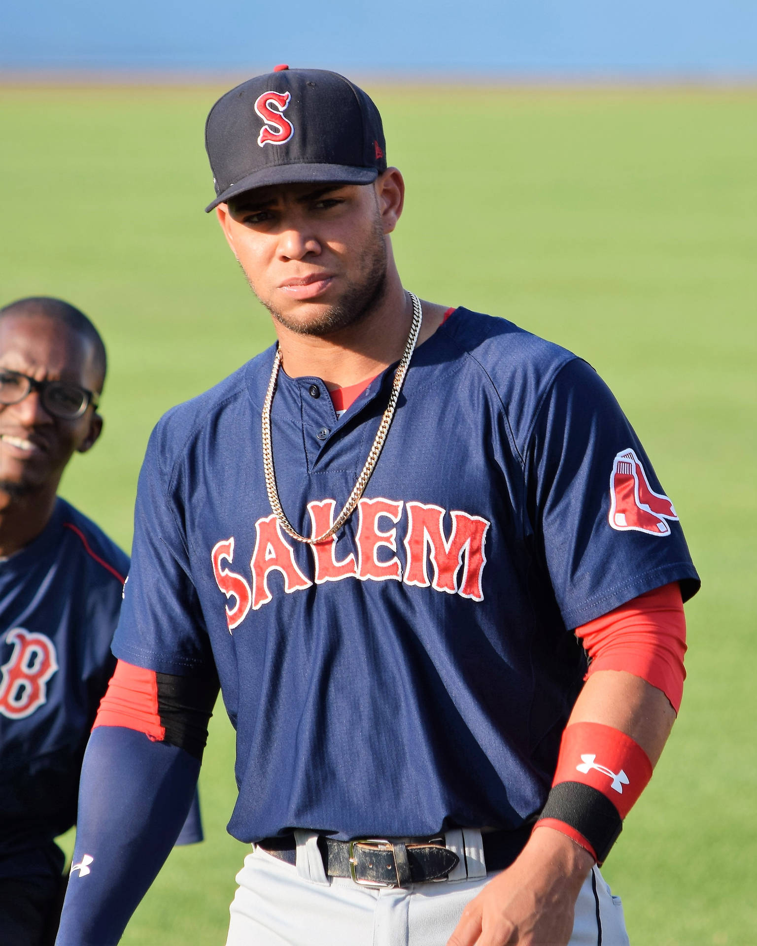 Yoan Moncada Wearing Salem Jersey Background