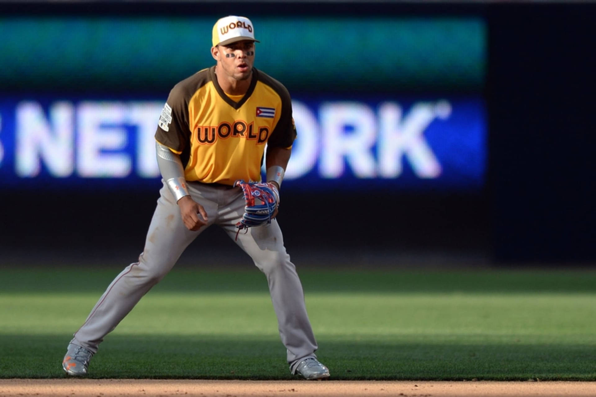 Yoan Moncada Wearing Yellow Jersey Background