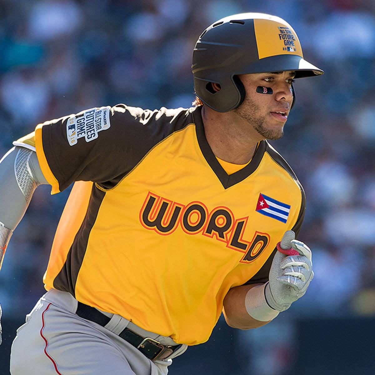 Yoan Moncada Wearing Yellow Uniform Background