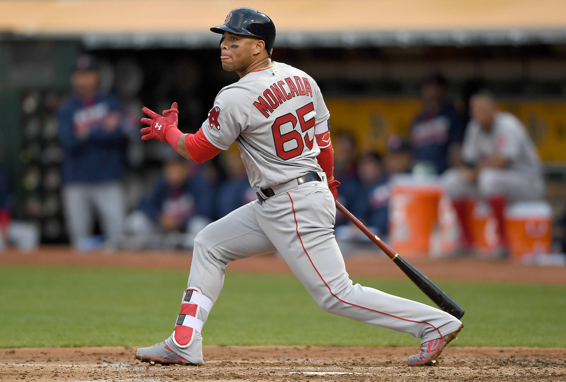 Yoan Moncada With Baseball Bat Background