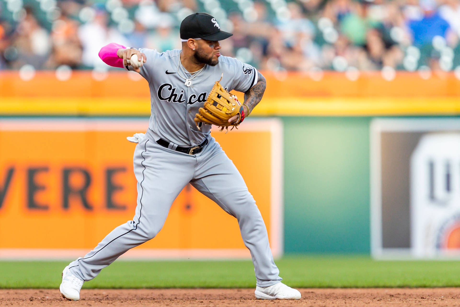 Yoan Moncada With Baseball Mitt Background