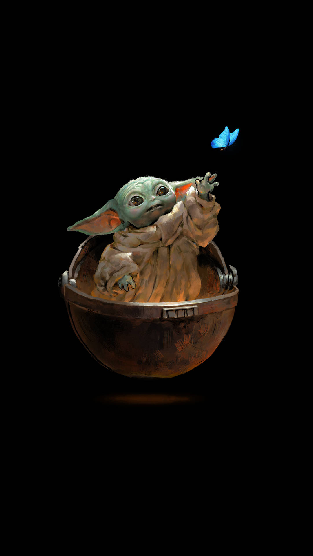Yoda In Bowl-shaped Space Craft Background
