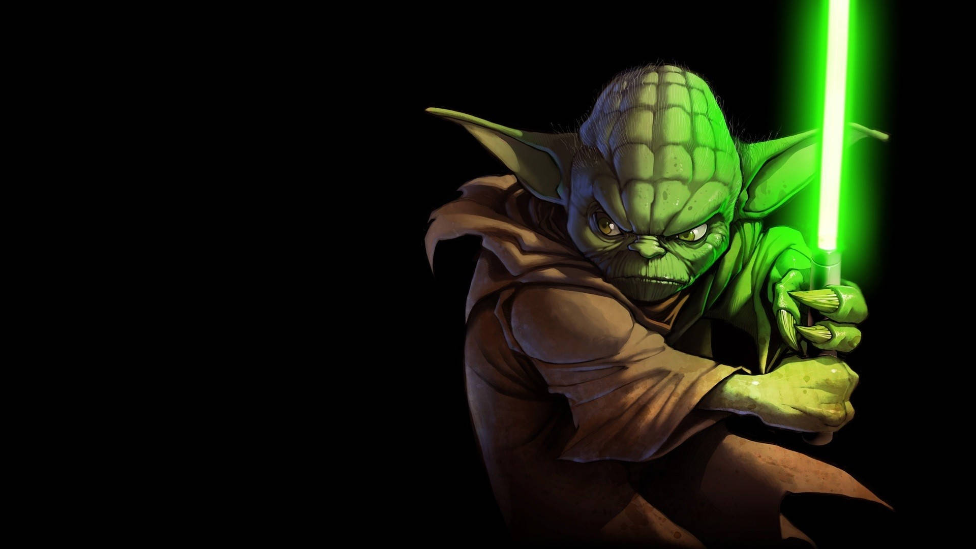 Yoda With Lightsaber Background