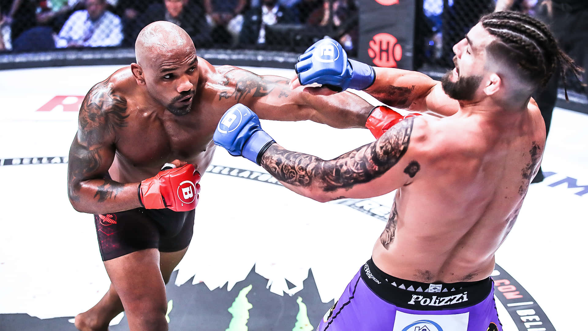 Yoel Romero Punching Alex Polizzi At Bellator 280 Background