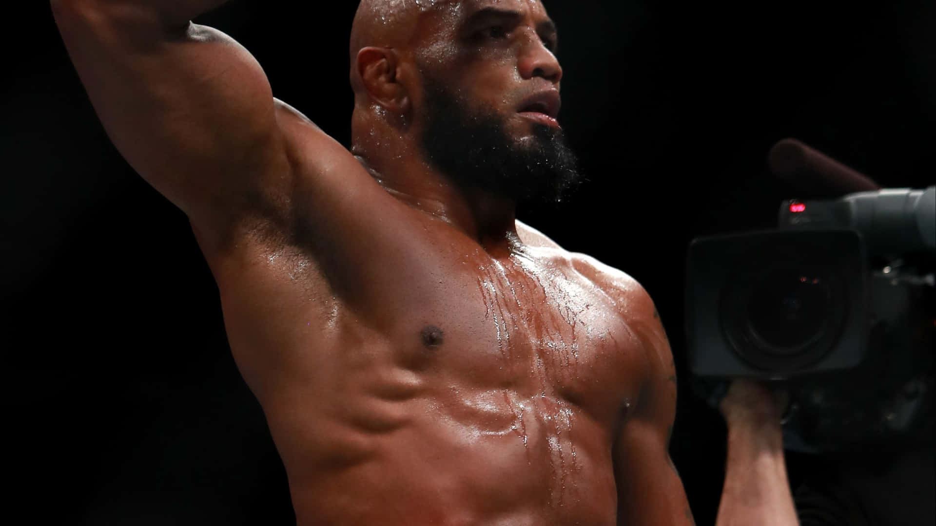 Yoel Romero Salute Close Up Shot Ufc 205 Background