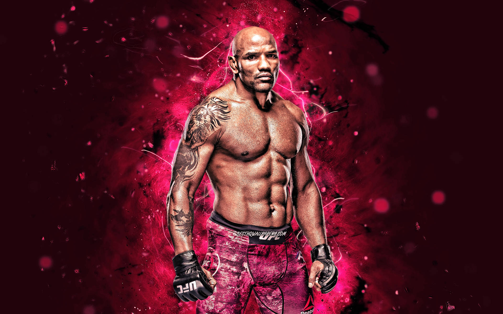 Yoel Romero Ufc 4k Neon Pink Background