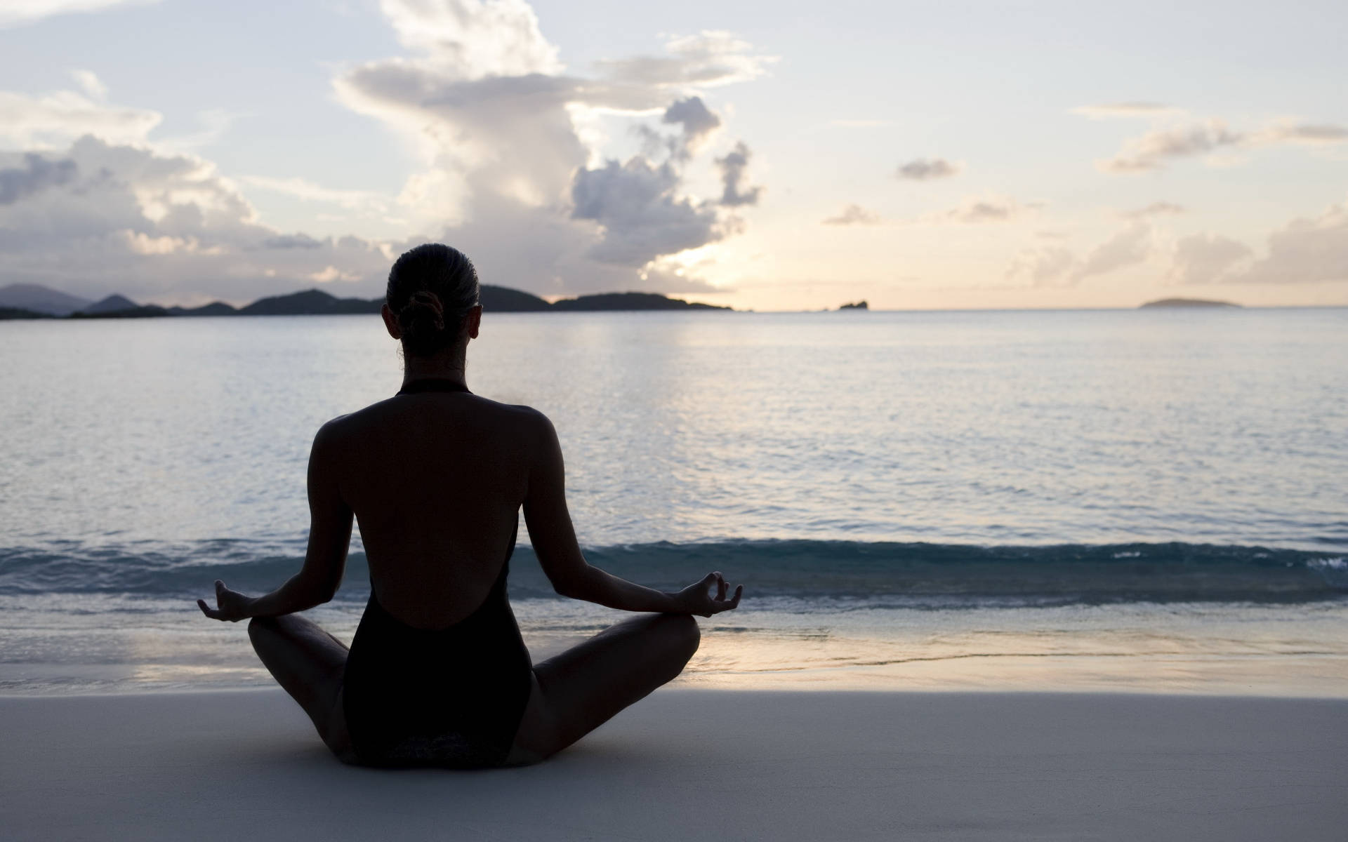 Yoga Meditation In Calm Beach Background