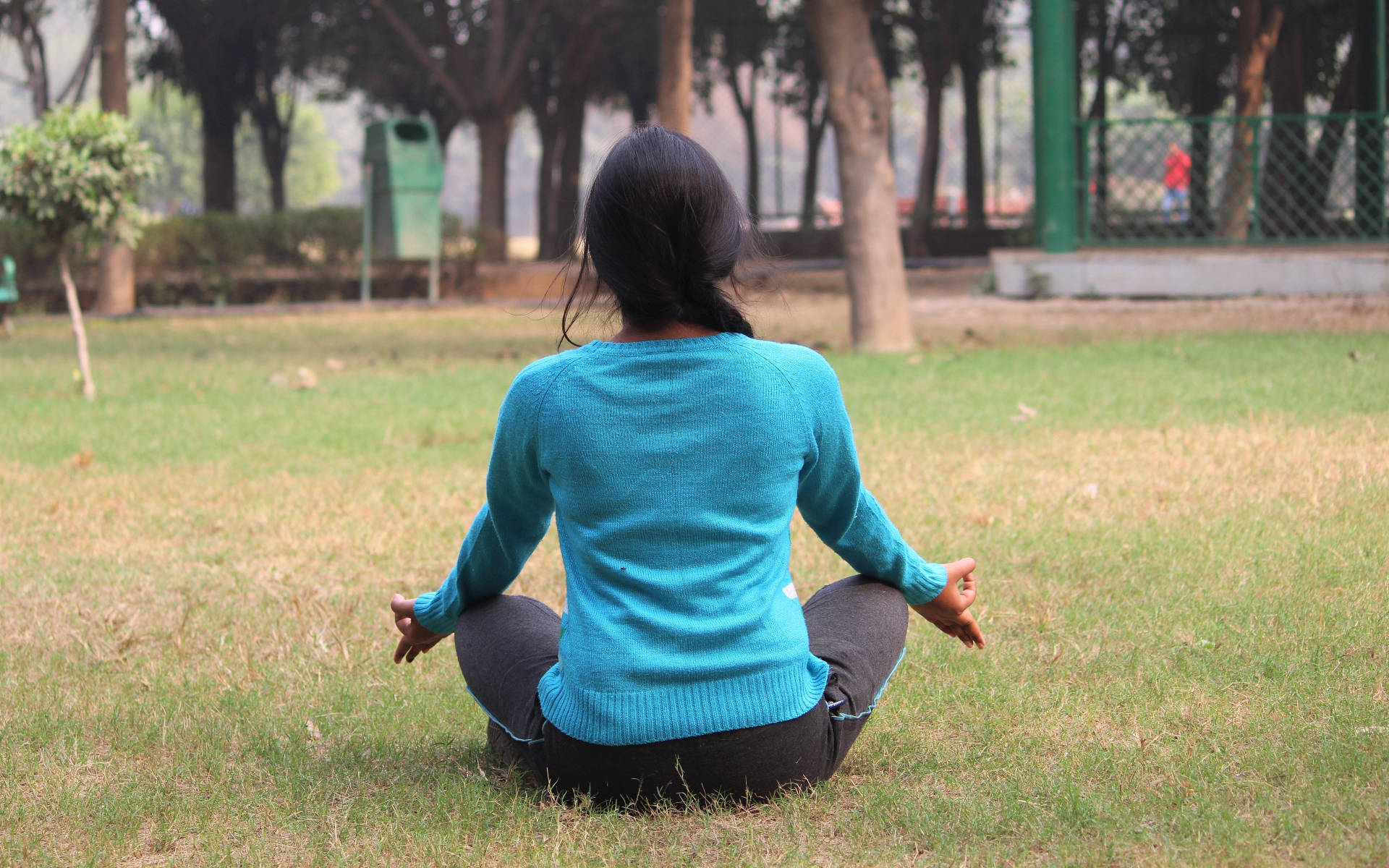 Yoga Meditation In Park Background