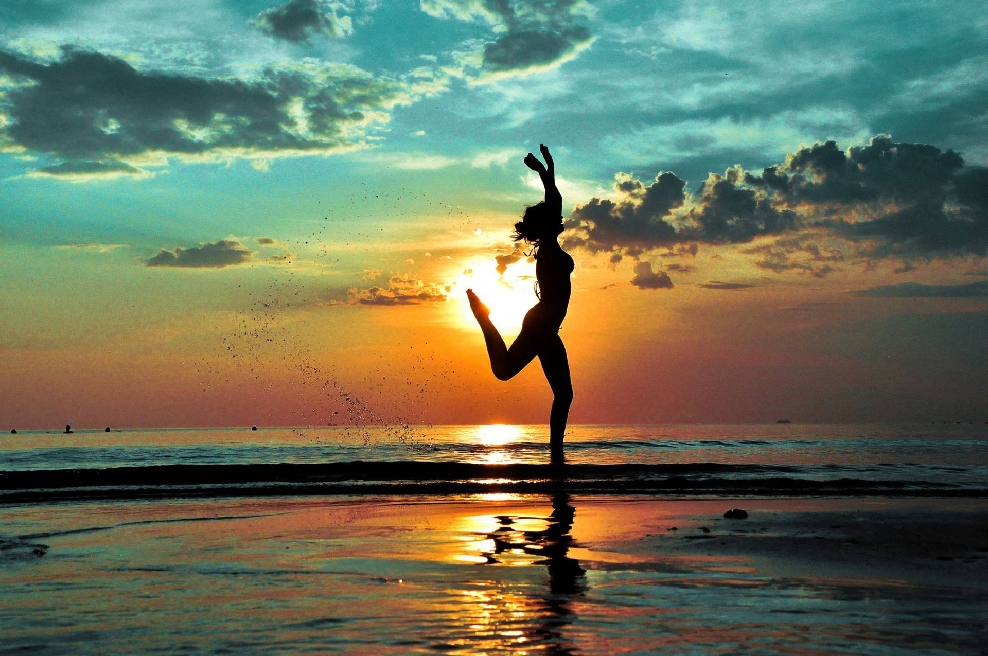 Yoga Woman Beach Background