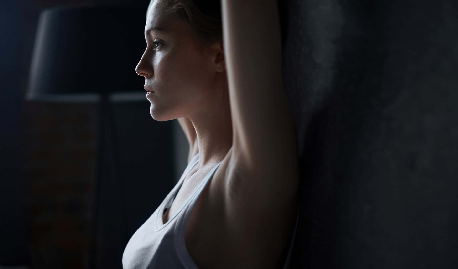 Yoga Woman Profile With Raised Arms Background