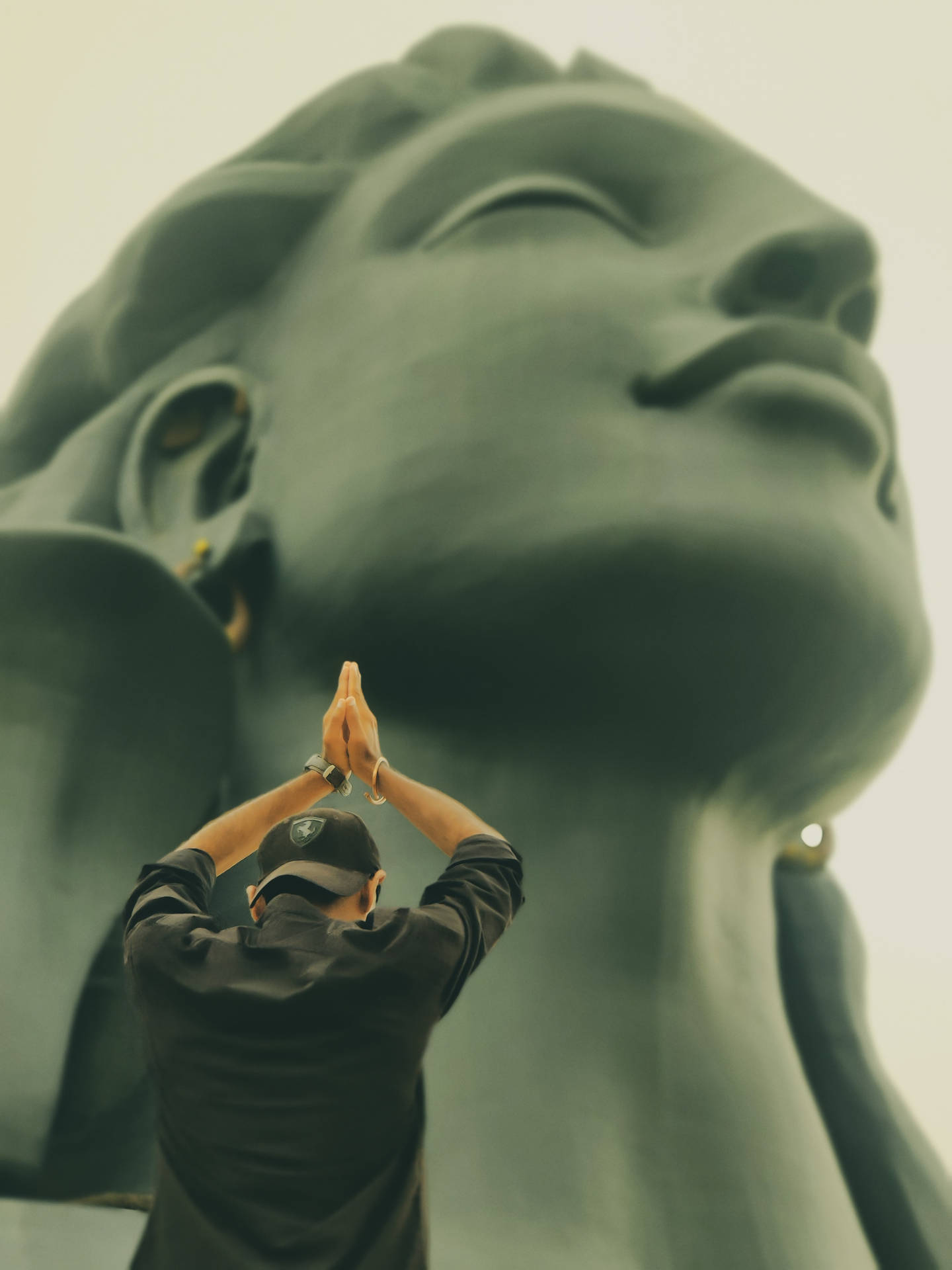 Yogi Practicing Yoga With Adiyogi Shiva