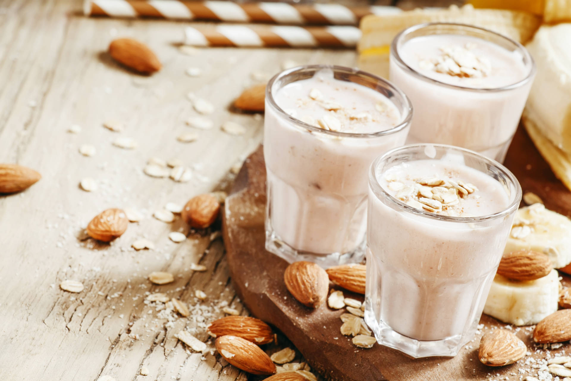 Yogurt And Almonds Background