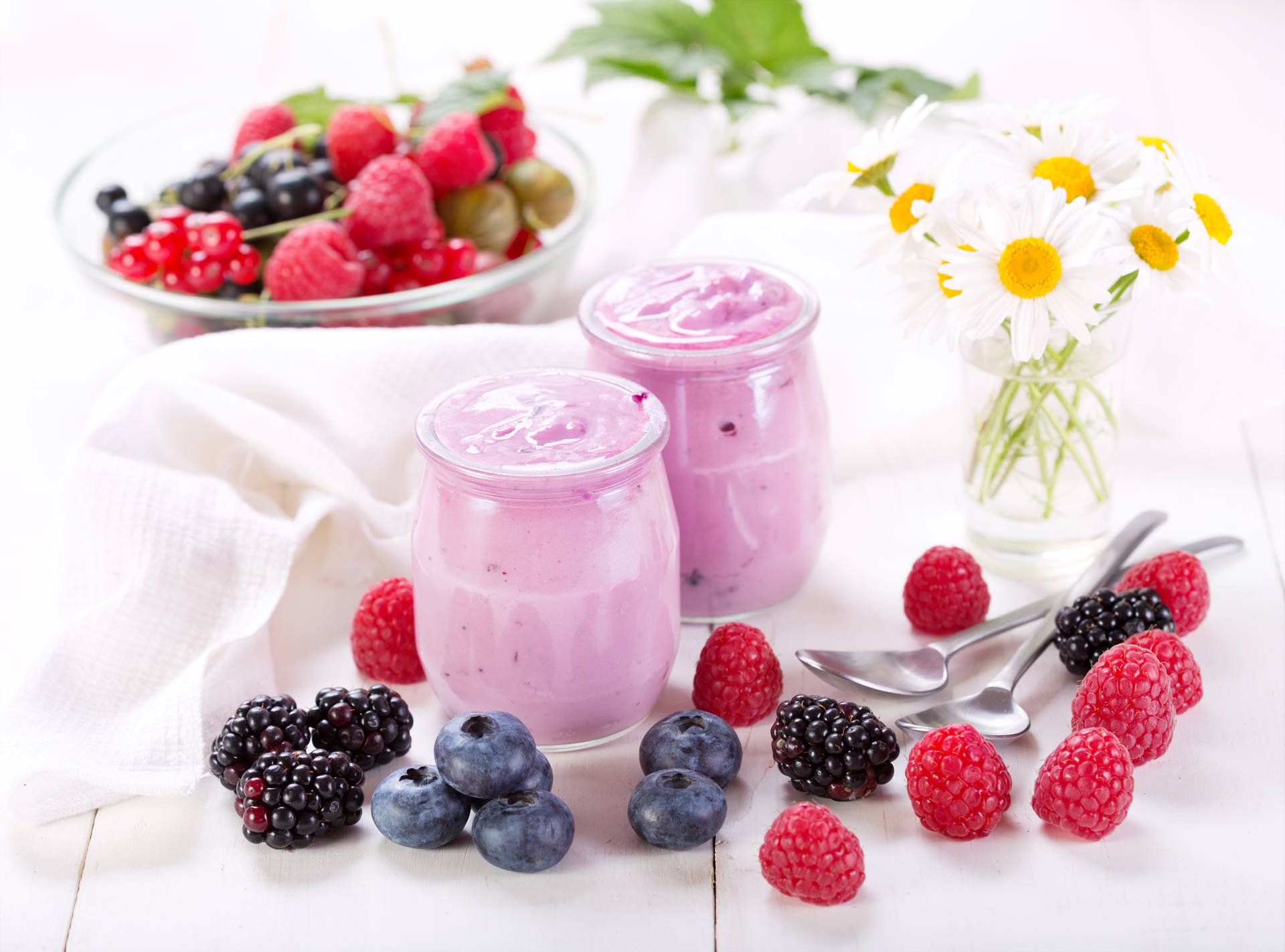 Yogurt With Daisy Flowers