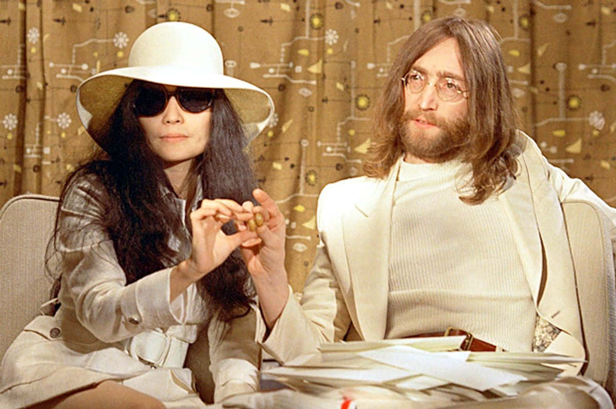 Yoko Ono John Lennon Hand Gestures Background