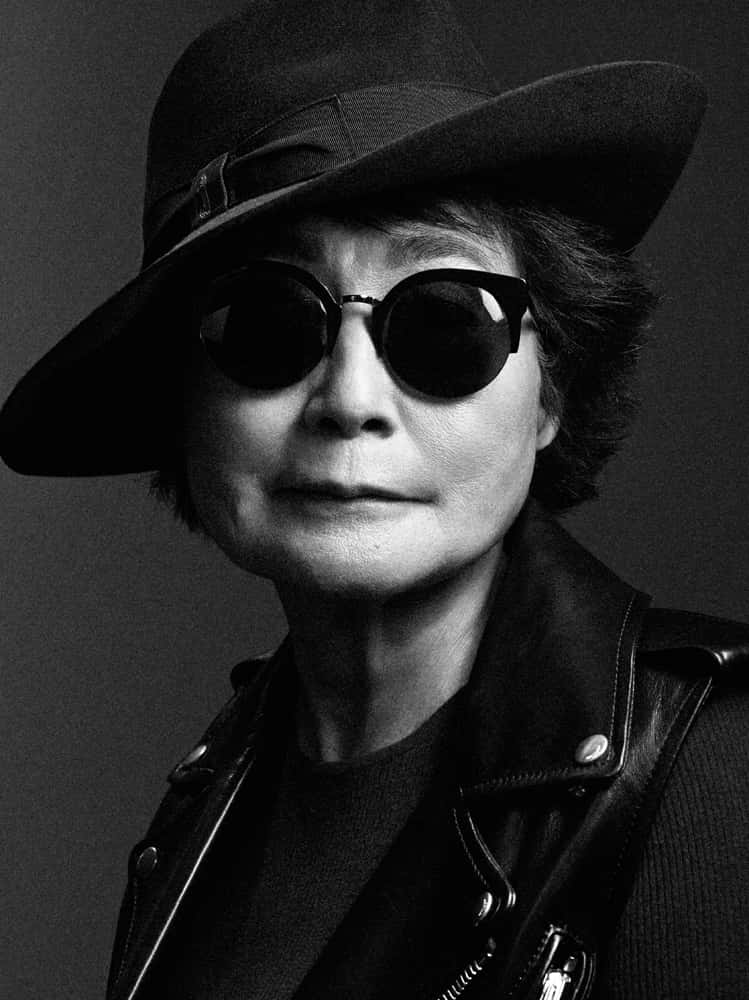Yoko Ono Vintage Monochrome Portrait Background