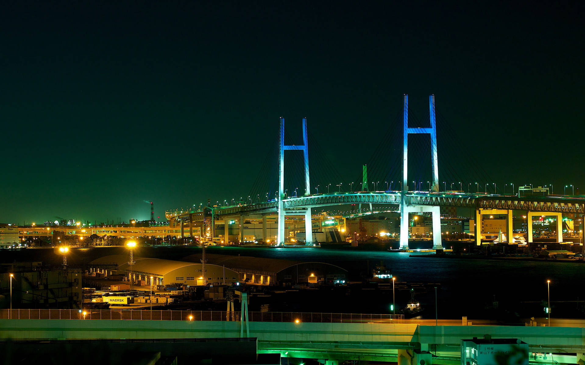 Yokohama Bridge Night Photography Background