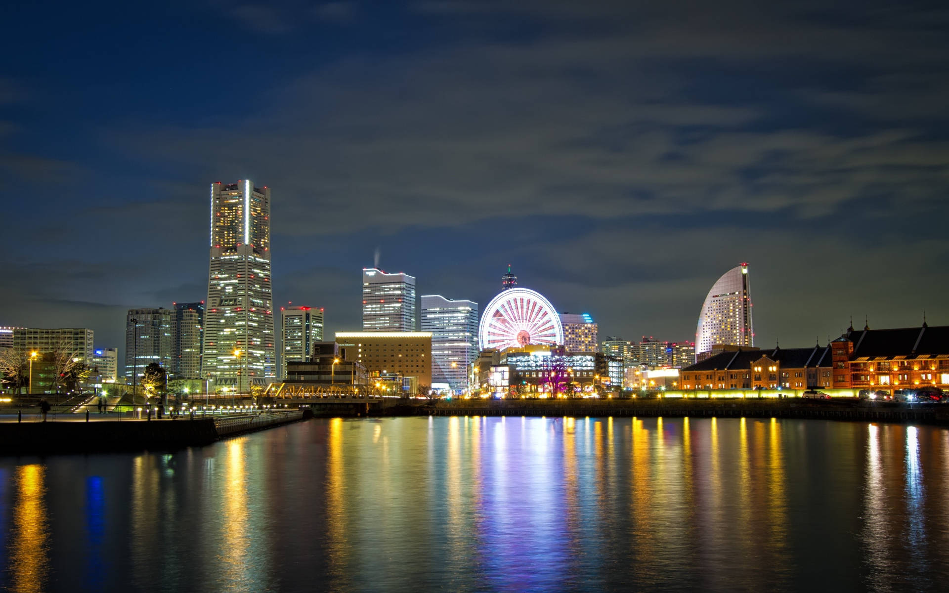 Yokohama Cityscape Lights Background