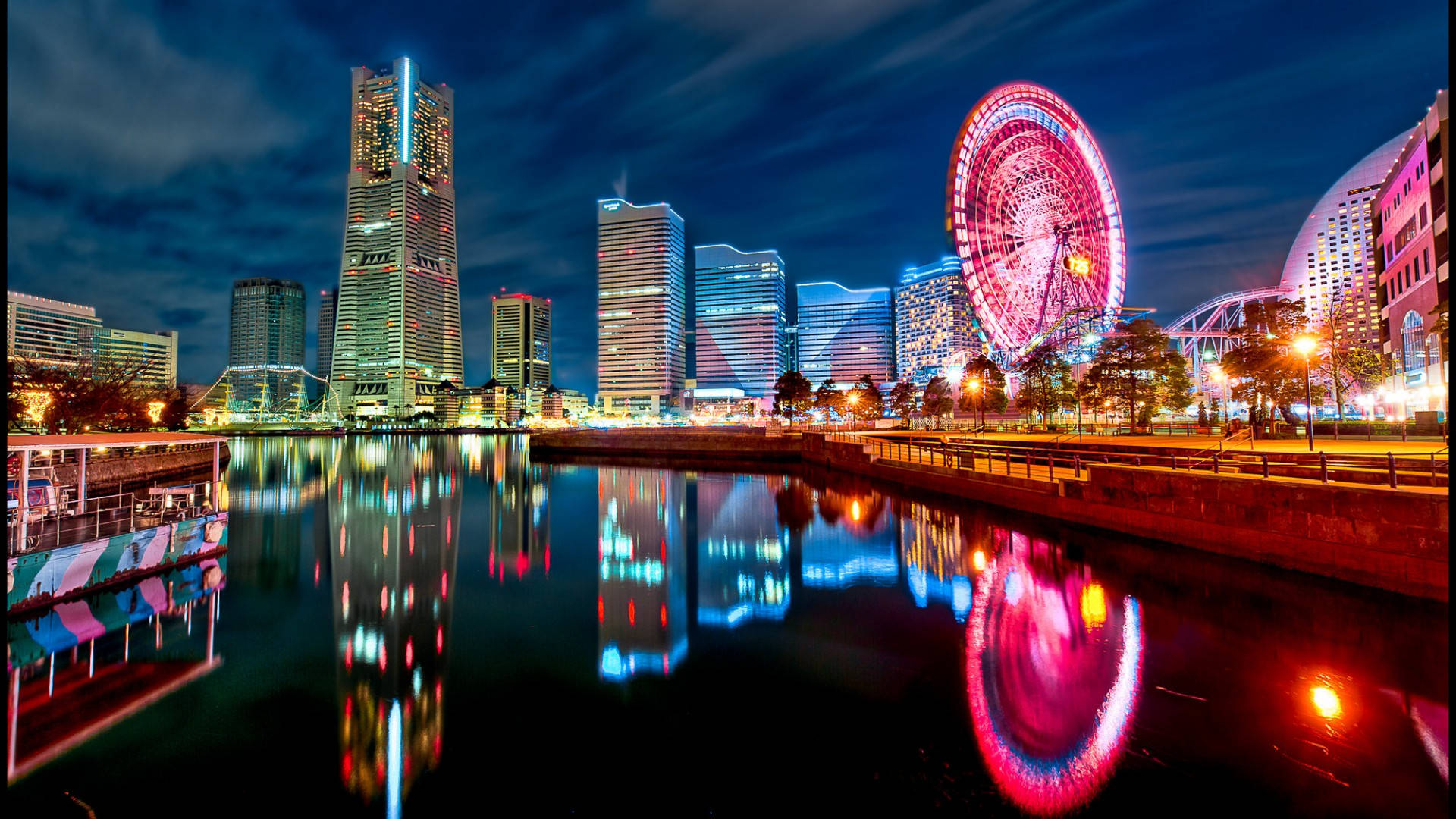 Yokohama Japan City Lights Background