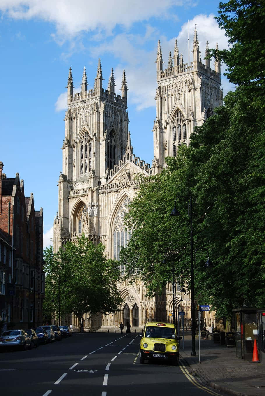 York Minster Cathedral Street In Front Background