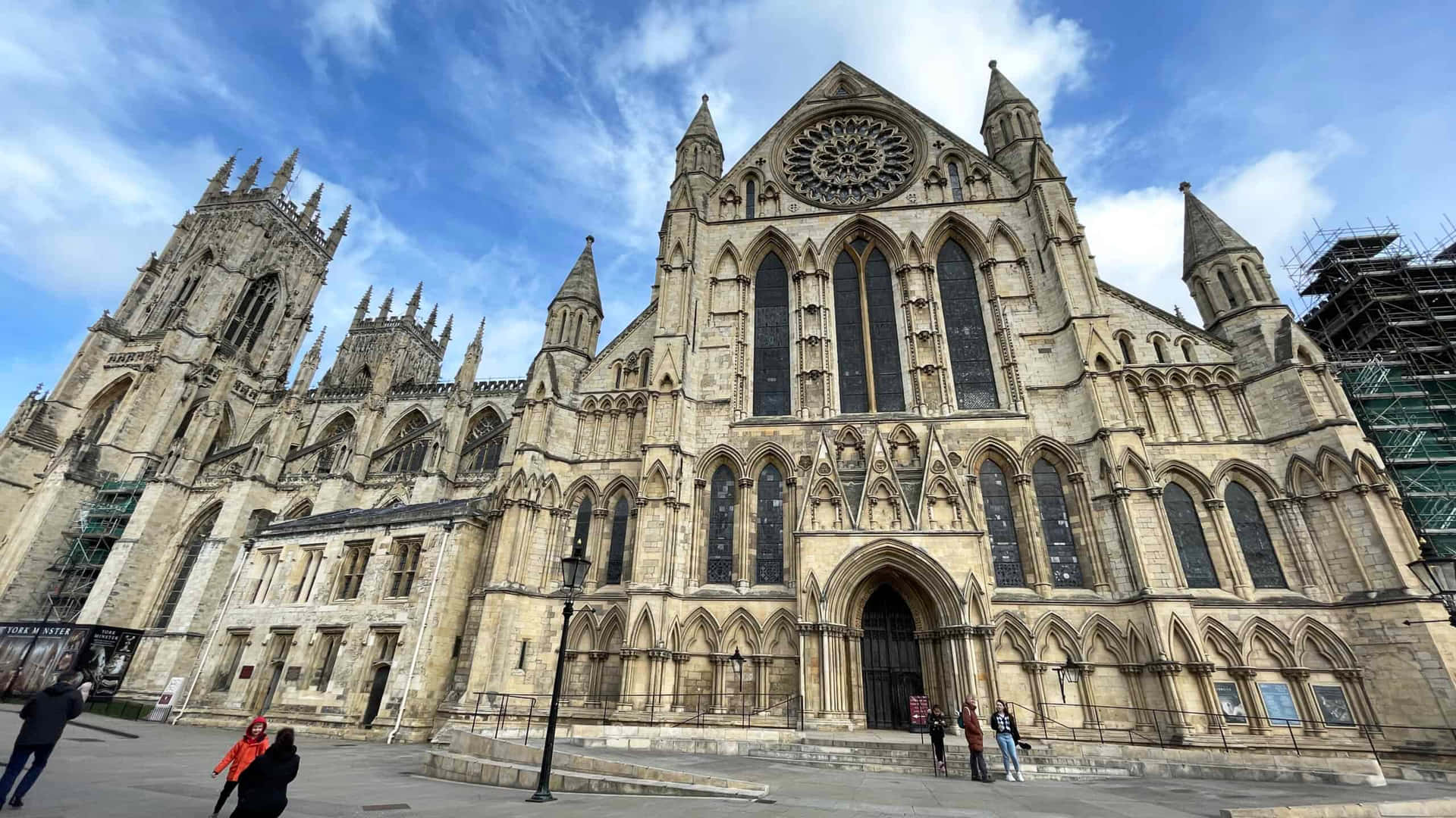 York Minster Cathedral With People Outside Background