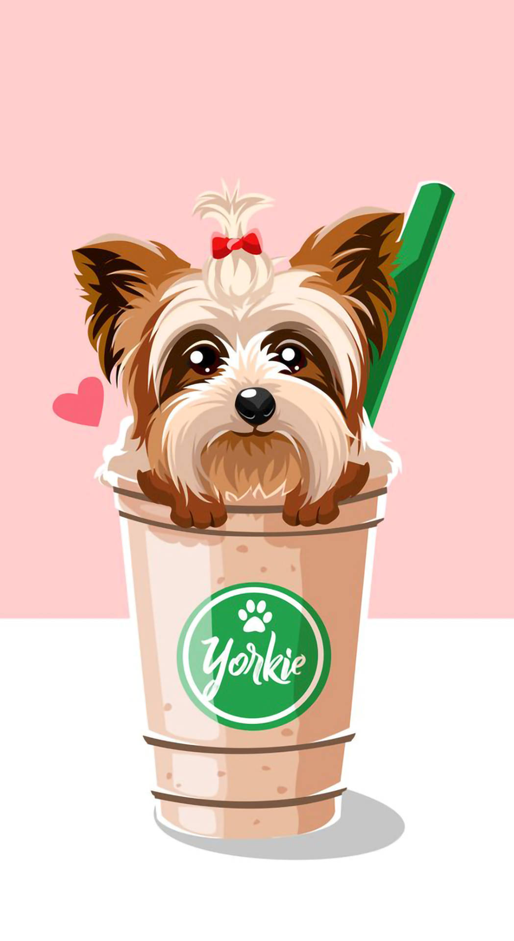 Yorkie Puppy In Coffee Cup Background