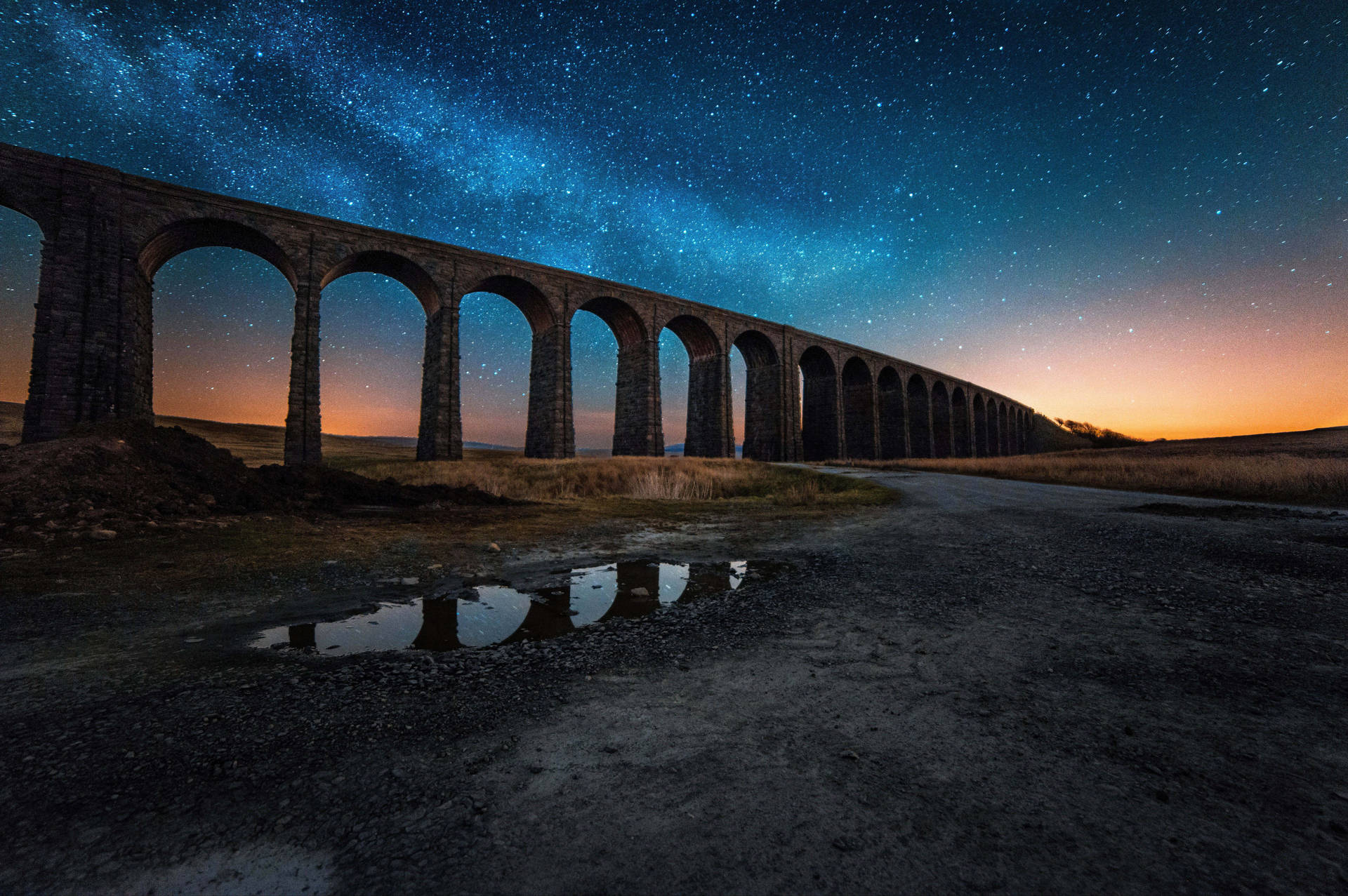 Yorkshire Ribblehead Viaduct Twilight Background