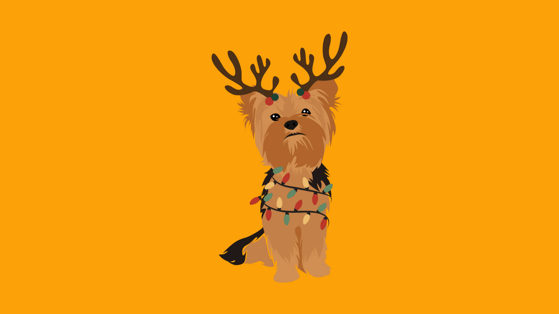 Yorkshire Terrier Christmas Reindeer Art