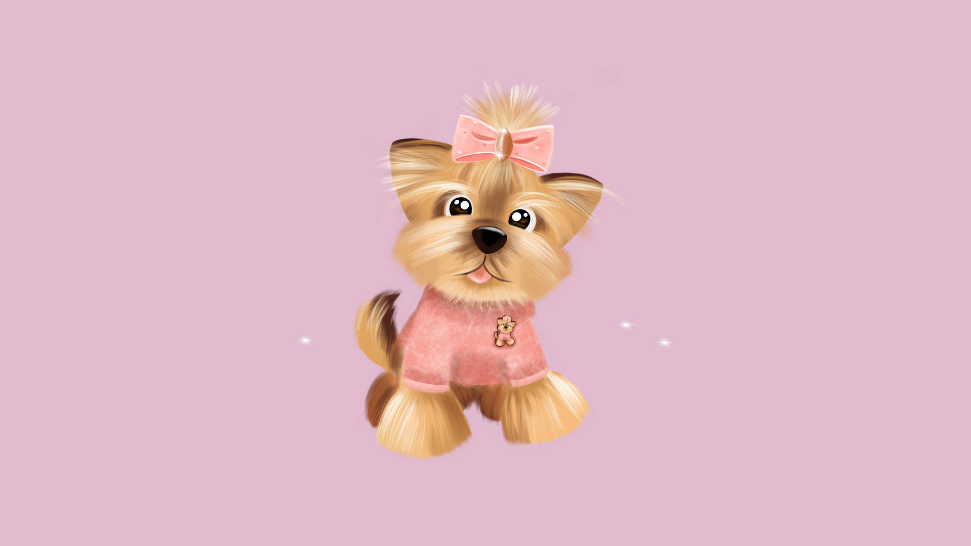 Yorkshire Terrier In Pink Art Background