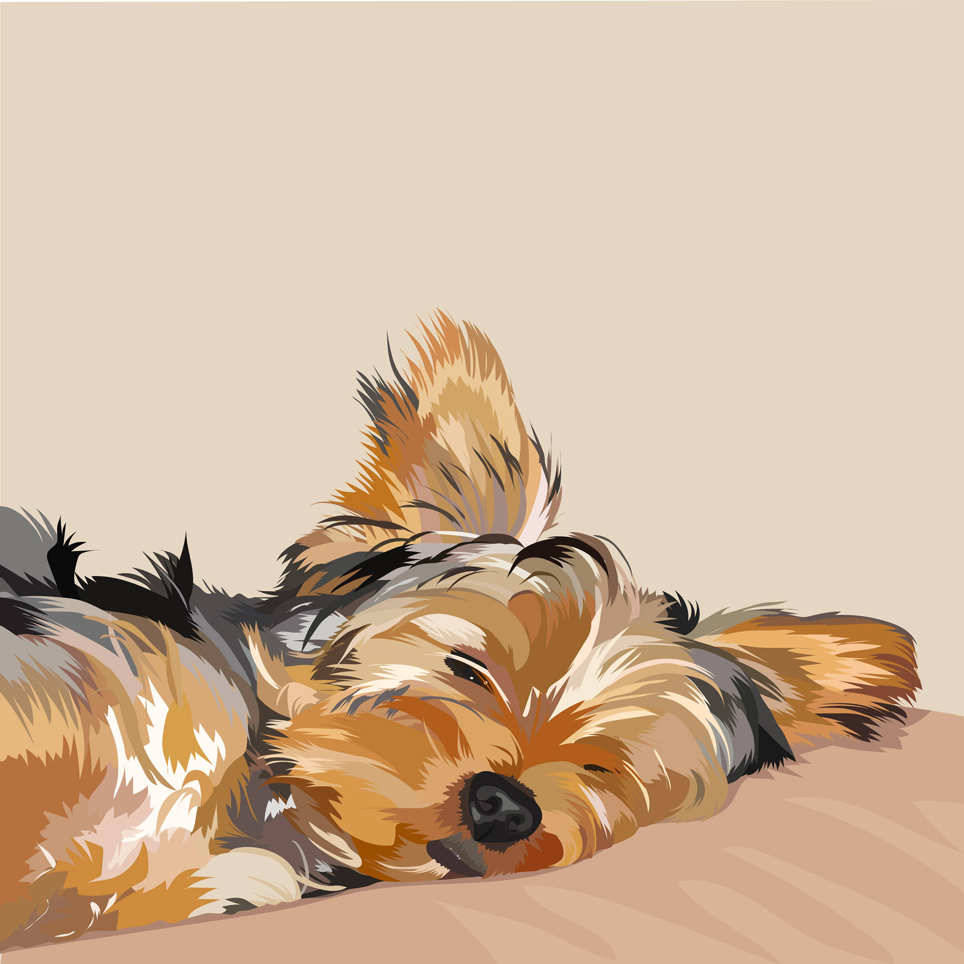 Yorkshire Terrier Sleeping Digital Art Background