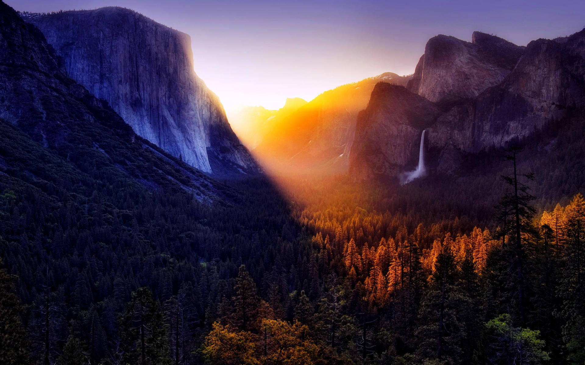 Yosemite National Park Golden Sunset Background