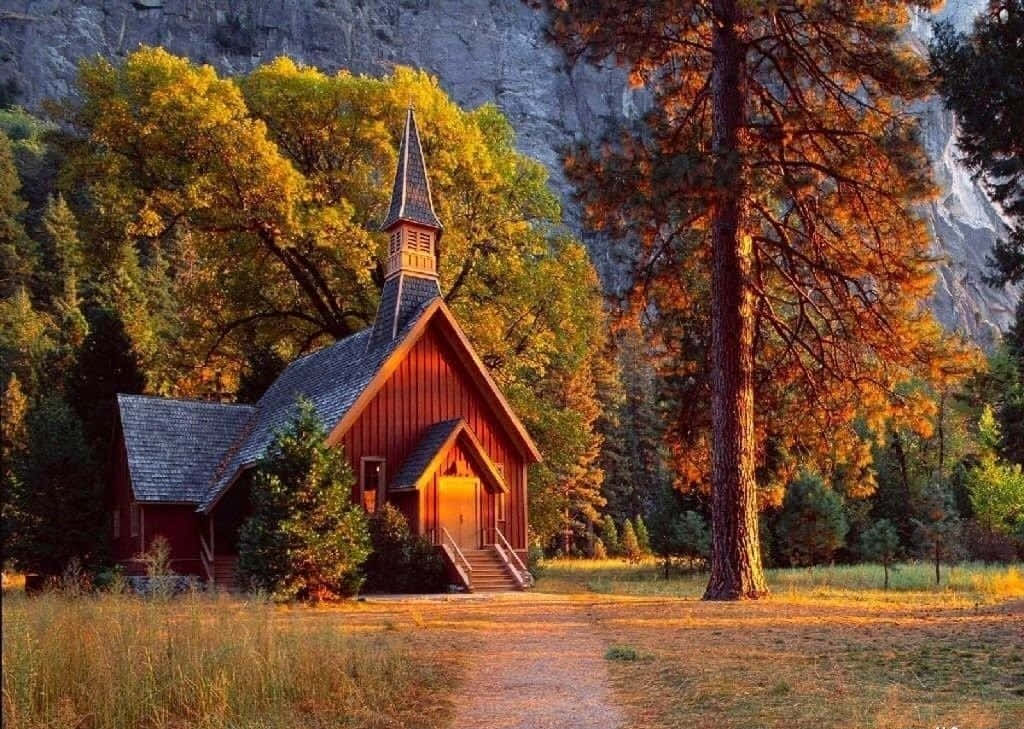 Yosemite Valley Chapel Fall Autumn Desktop Background