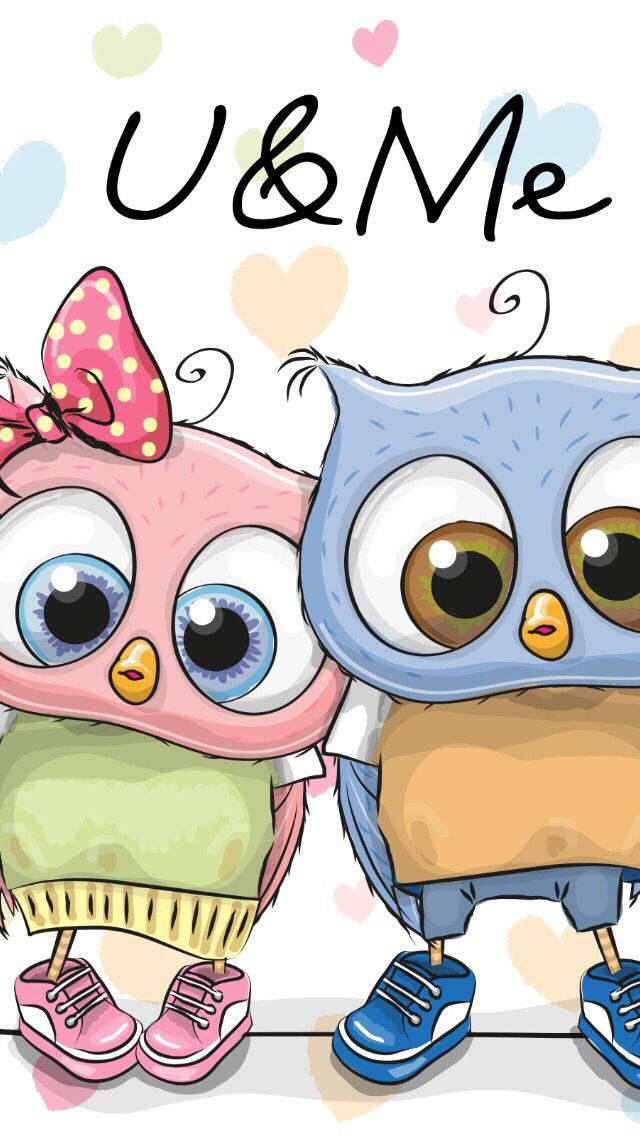 You And Me Cartoon Love Birds Background