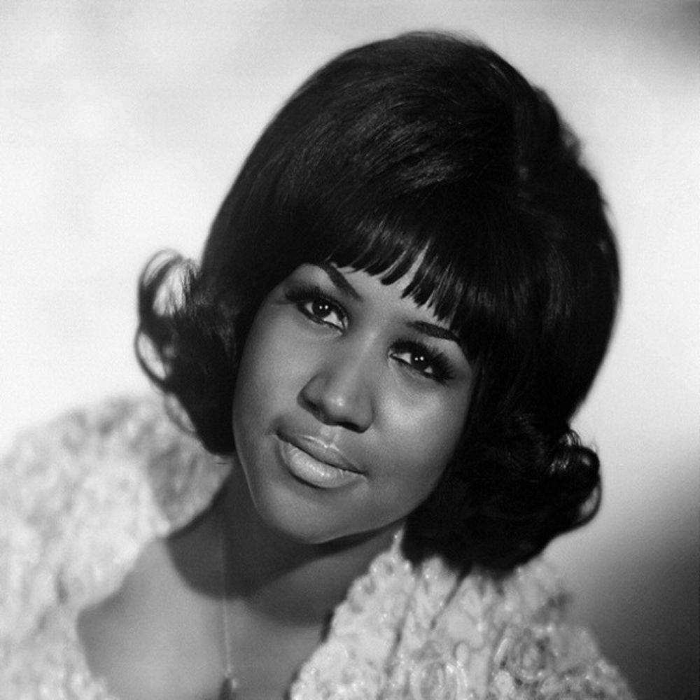 Young American Singer Aretha Franklin Headshot Background