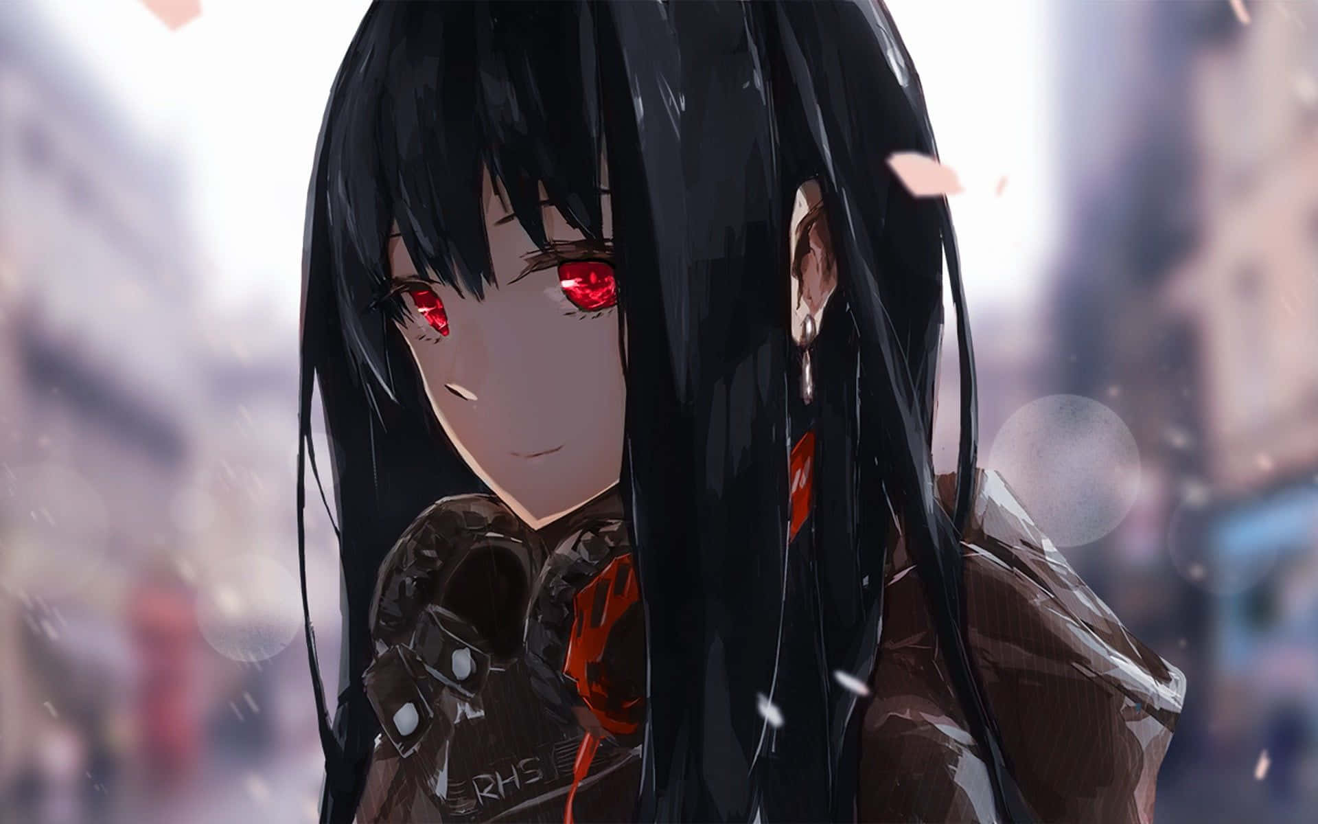 Young Anime Girl With Long Black Hair Background