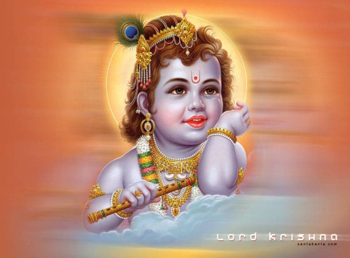 Young Beautiful Krishna Poster Background