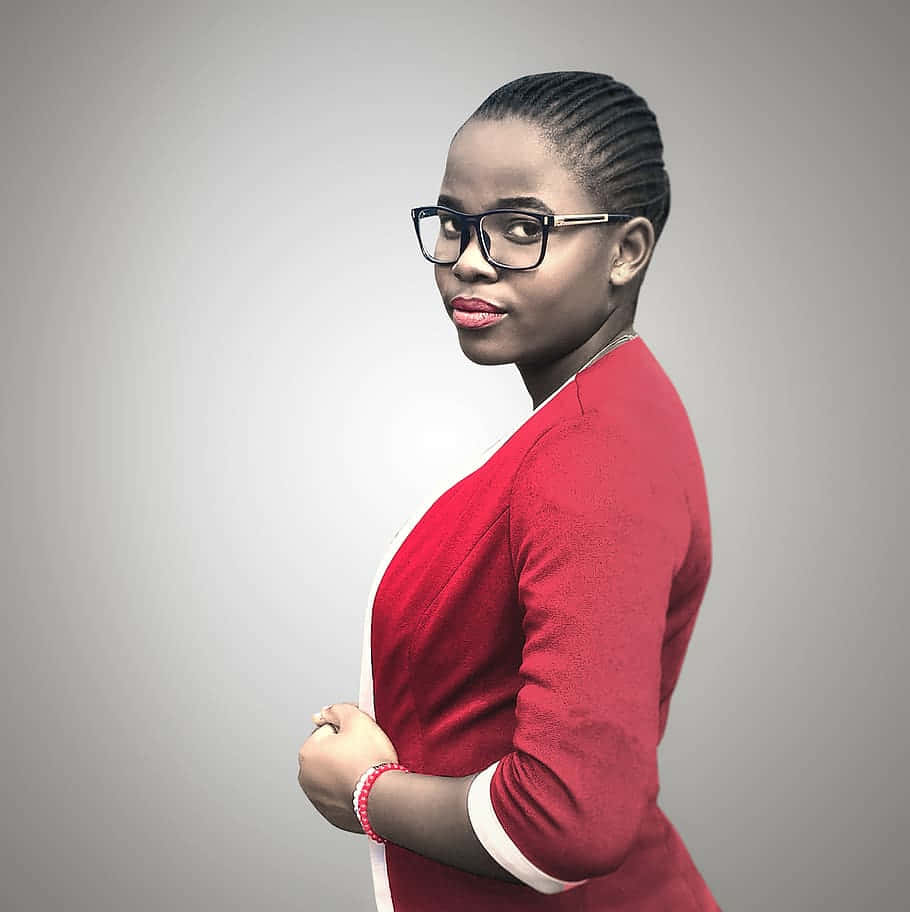 Young Black Corporate Professional Woman With Eyeglasses. Background