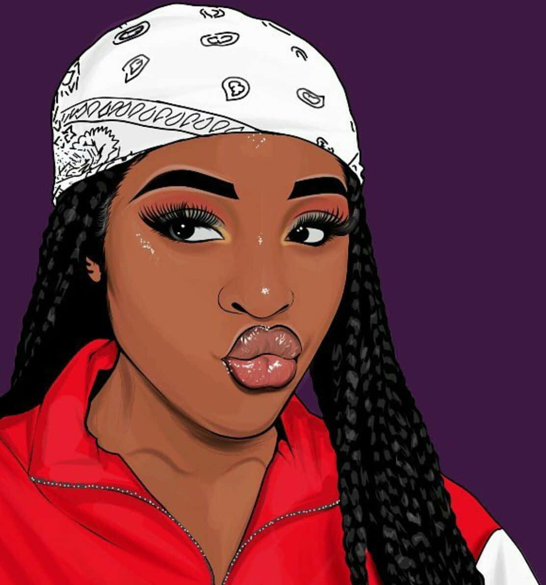 Young Black Woman Bandana Selfie Digital Artwork Background