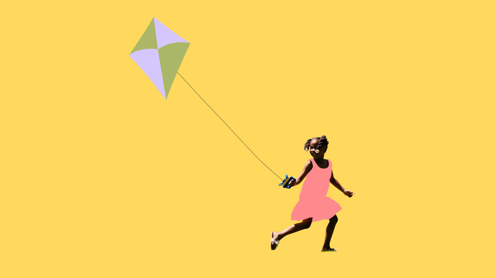 Young Black Woman Flying A Kite Digital Art Background