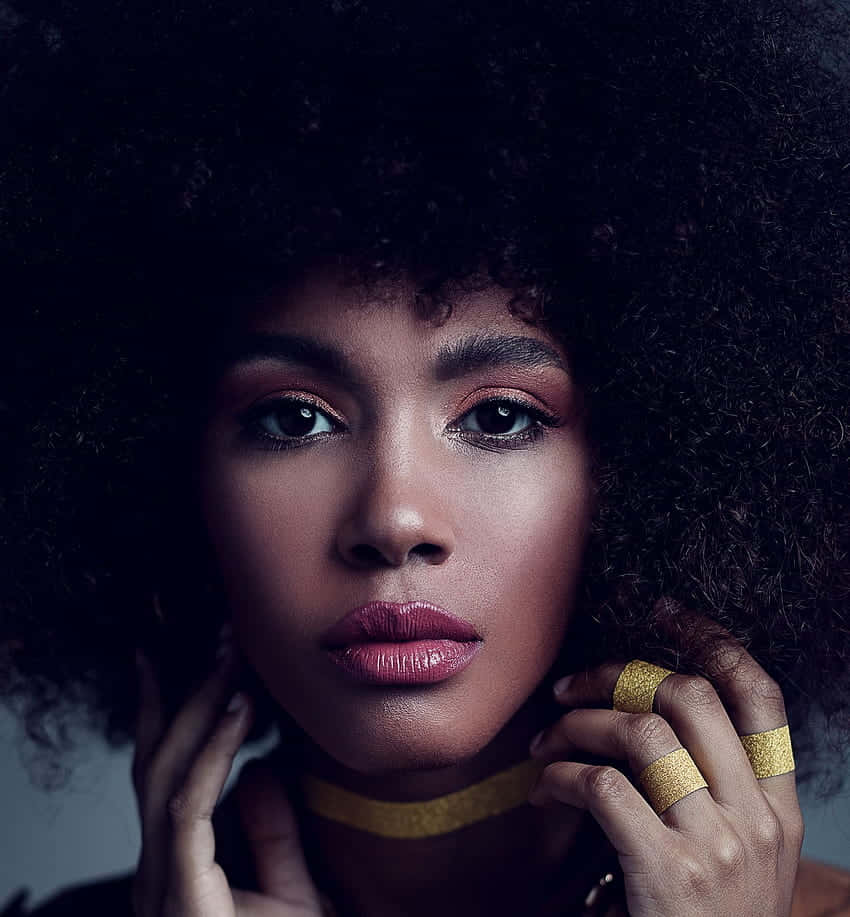 Young Black Woman Model With Afro Hair Background