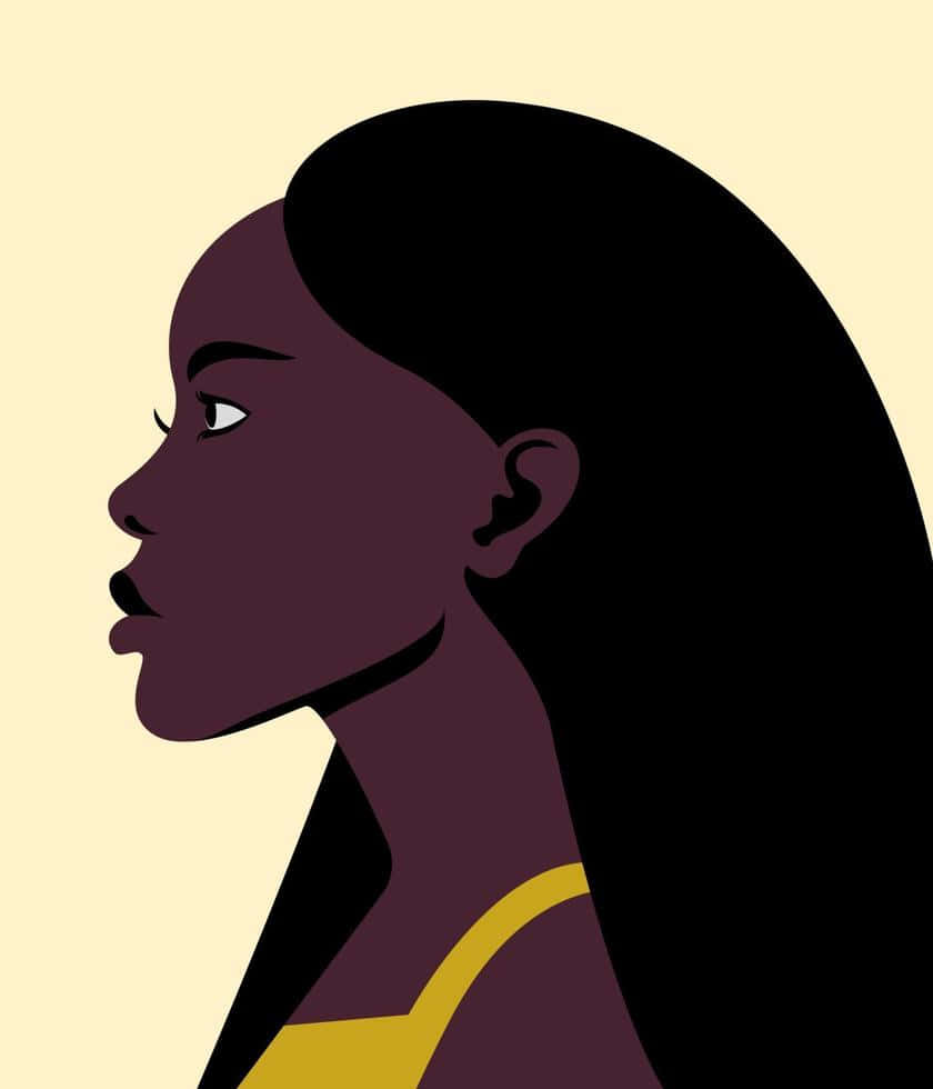 Young Black Woman Side Angle View Digital Art Background