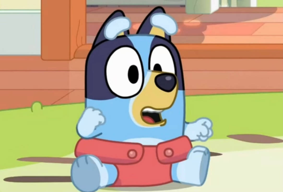 Young Bluey In Red Diaper Background