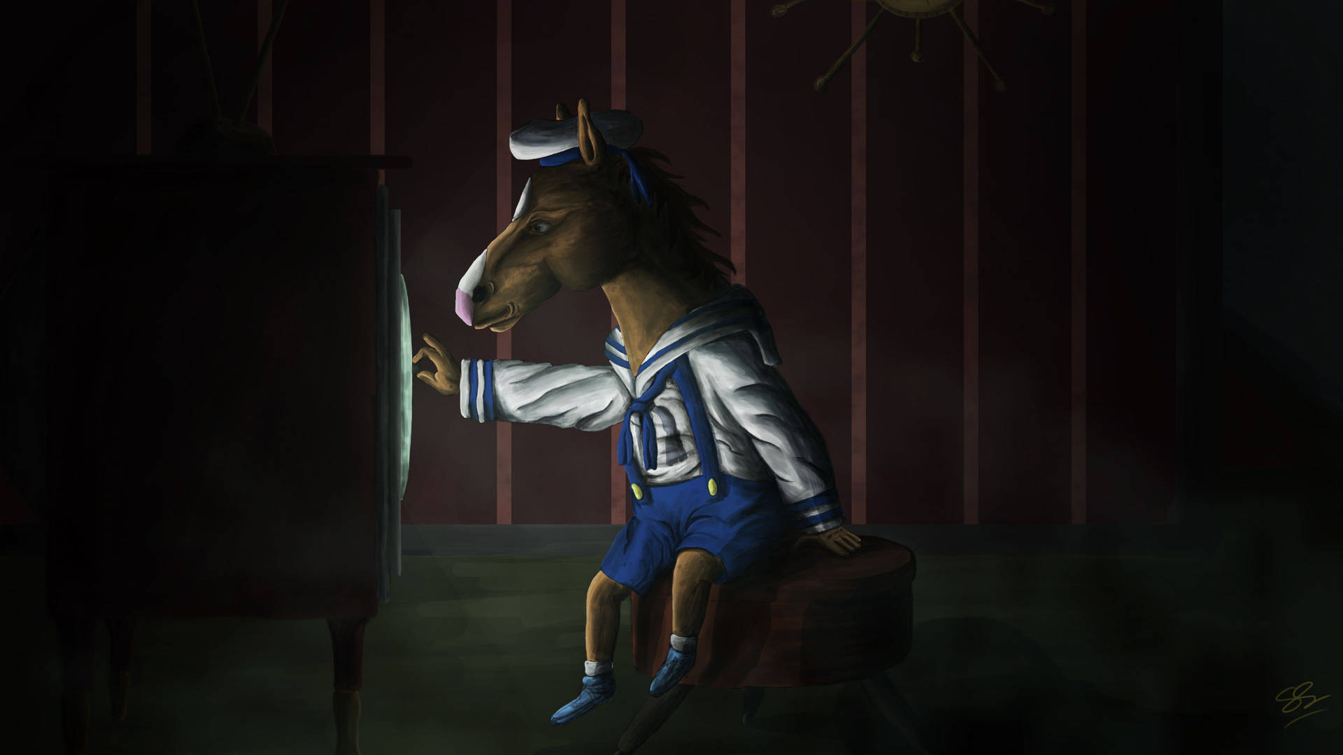Young Bojack Horseman In Sailor Suit Background