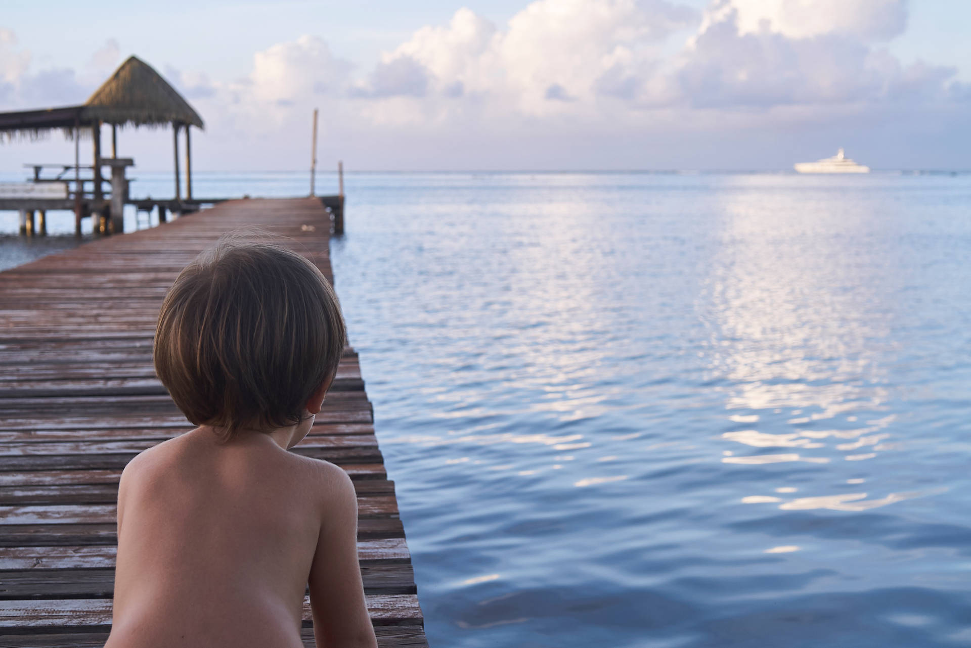 Young Boy In French Polynesia Background