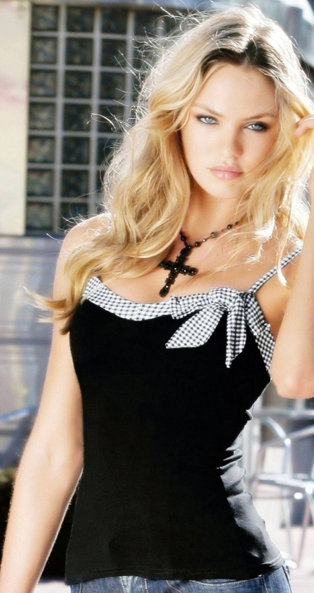 Young Candice Swanepoel Ad Photoshoot Background