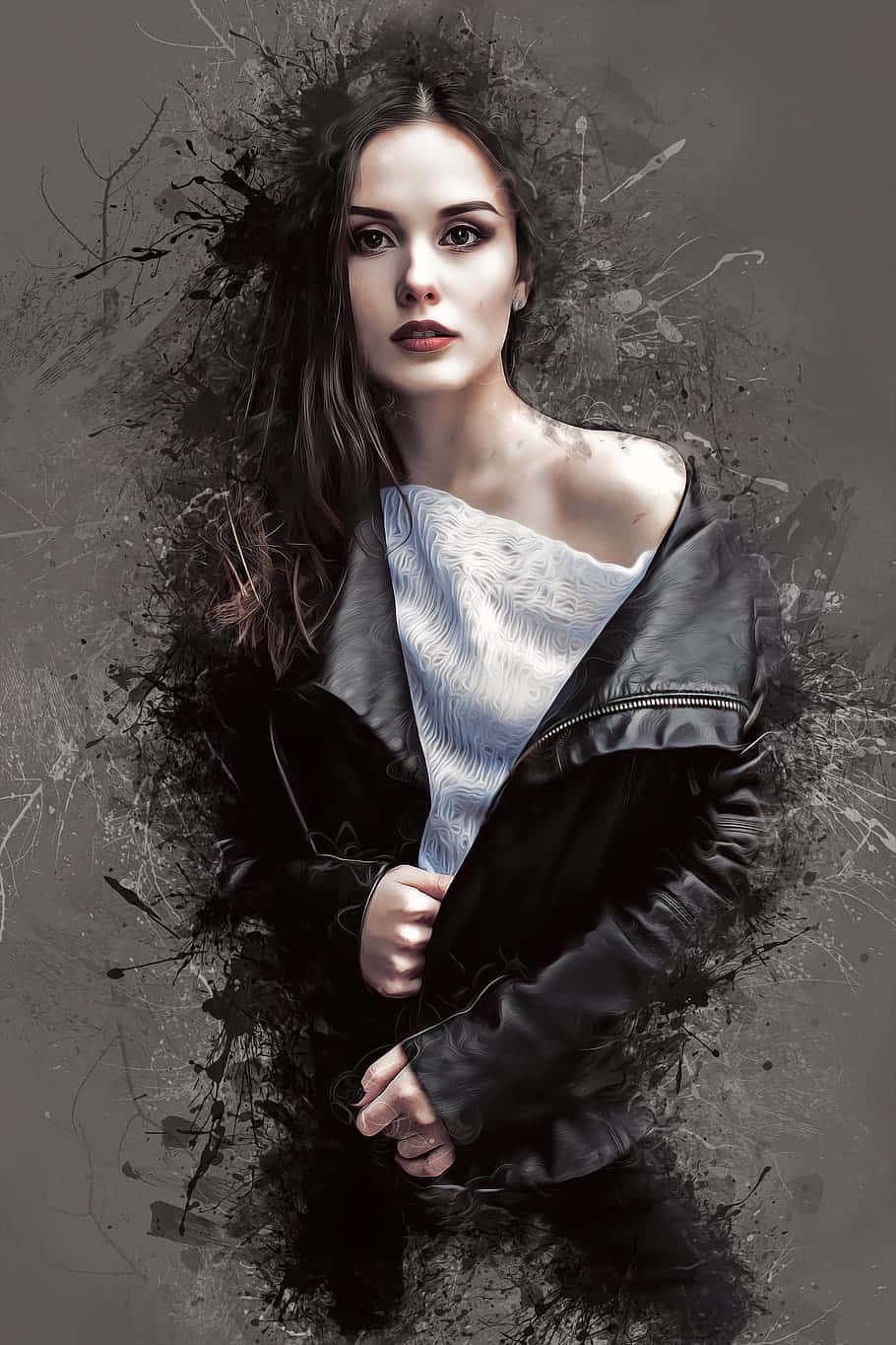 Young Female Model Graphic Art Background