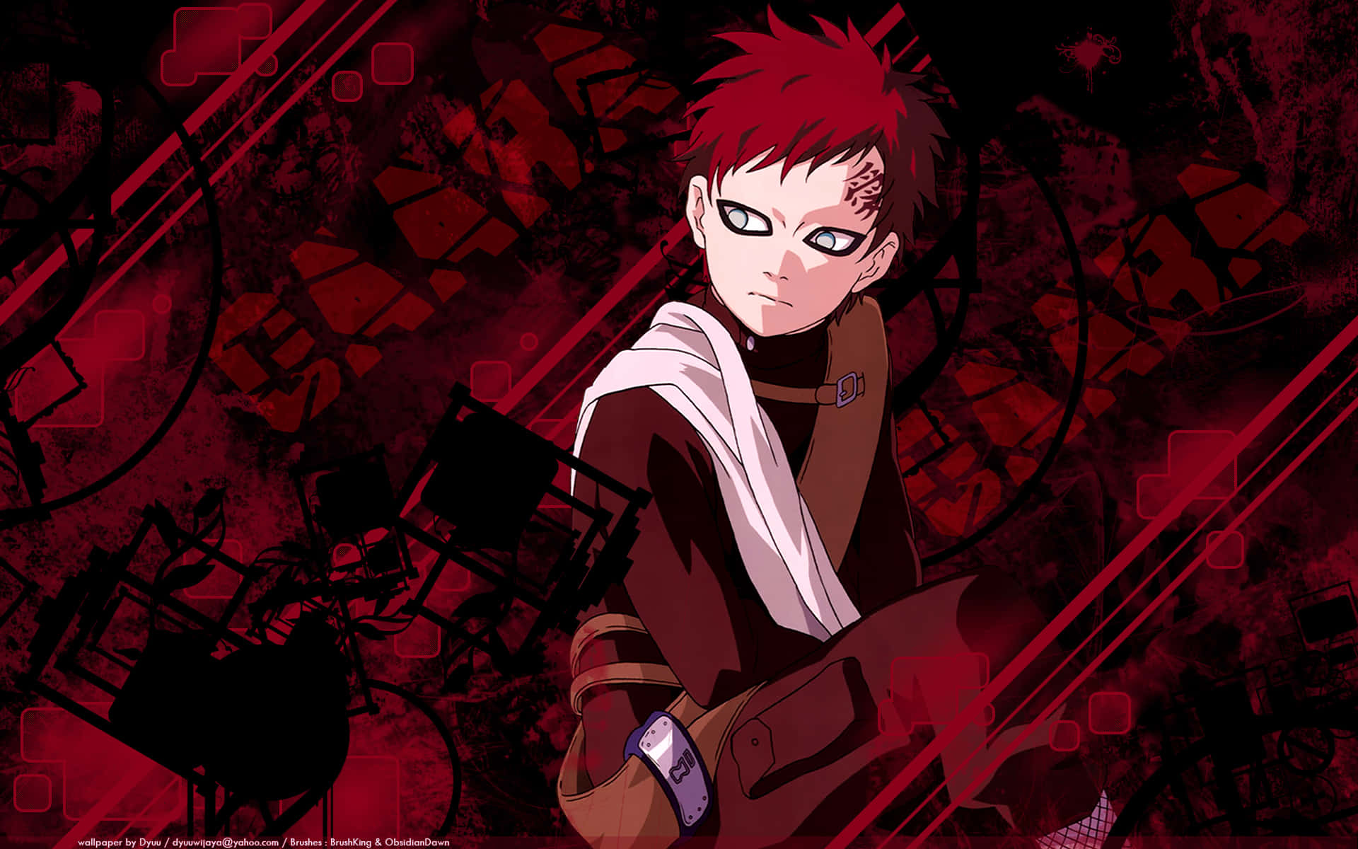 Young Gaara Art In Red Naruto Anime Background